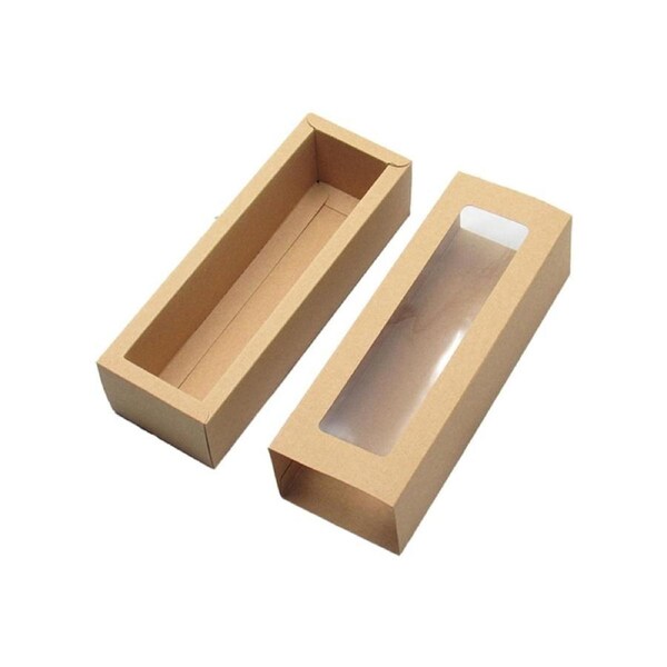 10Pcs Cookie Boxes Dust-proof Visible Paper Clear Window Bakery Boxes for Birthday Light Brown