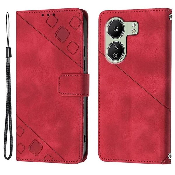 PT005 YB Imprinting Series-6 For Xiaomi Redmi 13C 4G/Poco C65 4G Wallet Leather Case with Strap