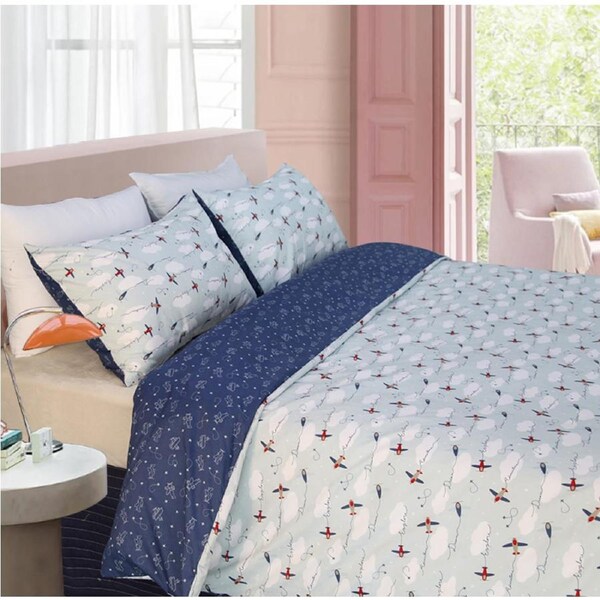 Shangri-La Linen Printed Microfiber Quilt Cover Set Single / Airplane