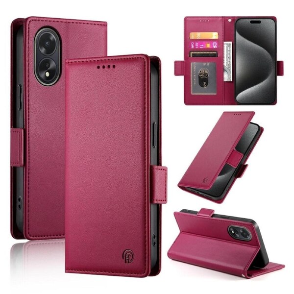 Wallet Case for Oppo A18 4G/A38 4G,Slim Protective Shockproof Case With Card Holder,Premium PU Leather Kickstand-Red