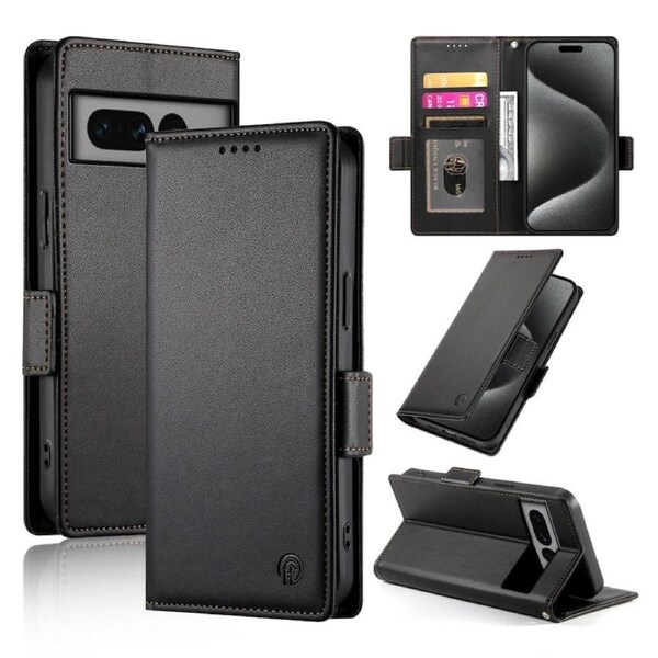 Wallet Case for Google Pixel 7 Pro,Slim Protective Shockproof Case With Card Holder,Premium PU Leather Kickstand-Black