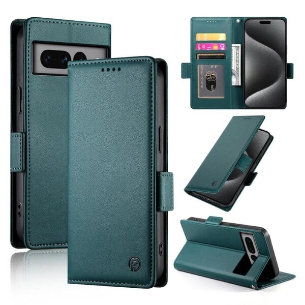 Wallet Case for Google Pixel 7 Pro,Slim Protective Shockproof Case With Card Holder,Premium PU Leather Kickstand-Green