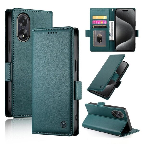 Wallet Case for Oppo A18 4G/A38 4G,Slim Protective Shockproof Case With Card Holder,Premium PU Leather Kickstand-Green