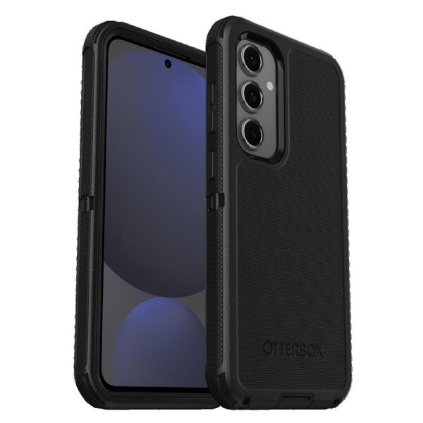 OtterBox Defender Samsung Galaxy S24 FE Case Black - (77-97095), DROP+ 7X Military Standard, Multi-Layer, Included Holster, Raised Edges,Rugged