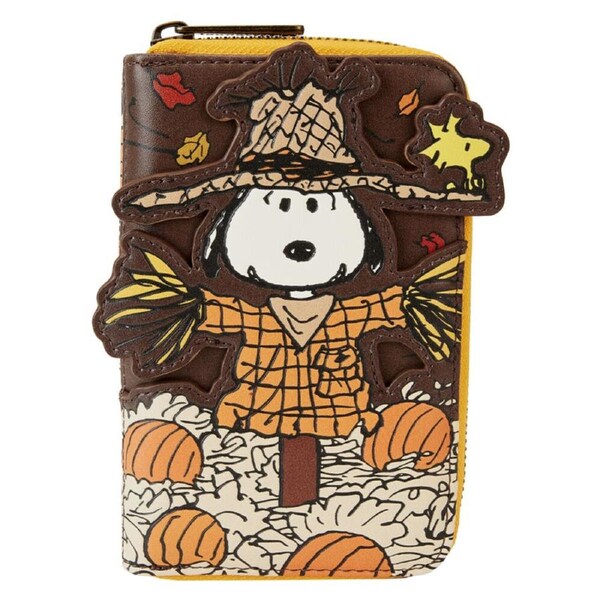 Peanuts Snoopy Scarecrow Zip Around Wallet Coin/Cash Purse 6x4in
