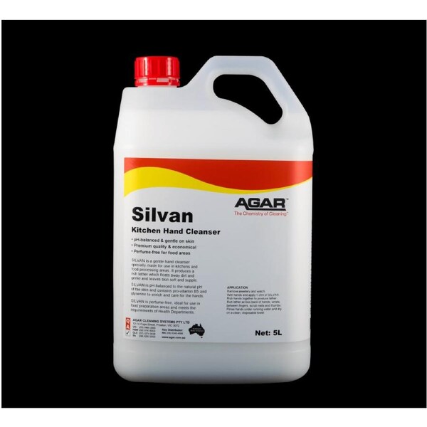 5L Agar Silvan kitchen hand cleanser for restaurants, washrooms and food factories