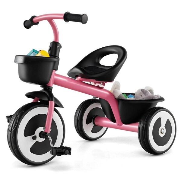 Costway Tricycle Ride On Trike w/Adjustable Seat Bike Indoor Outdoor Toy Pink