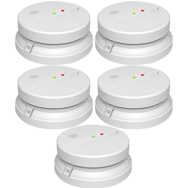 5 Packs PHOTOELECTRIC 240V Hard Wired Photoelectric Smoke Alarm With 9V Backup Battery