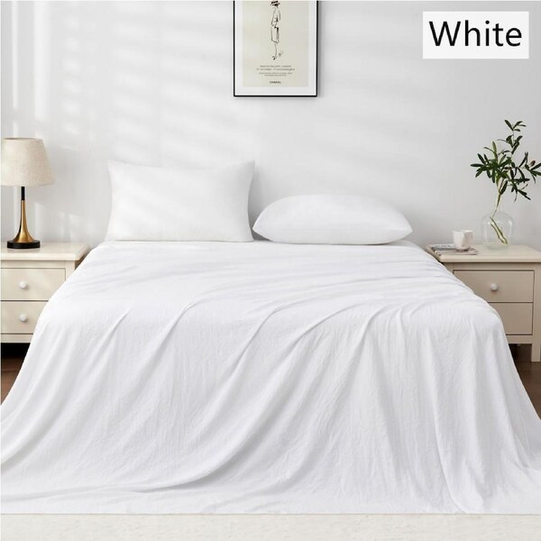 LINENOVA Stonedwashed Sheet Sets Ultra Soft Comfort For All Seasons Double / White