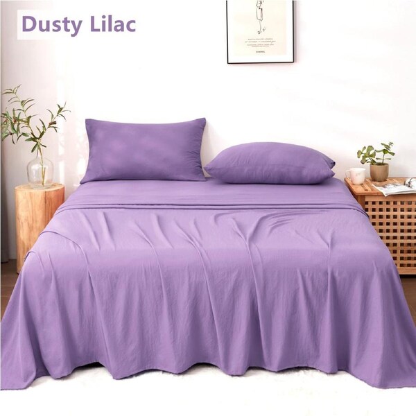 LINENOVA Stonedwashed Sheet Sets Ultra Soft Comfort For All Seasons Queen / Dusty Lilac