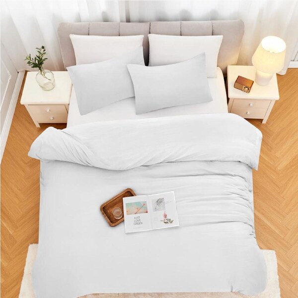 LINENOVA Extra Soft Quilt Cover Sets Stonewashed,Breathable Soft and Durable Bedding Super King / White
