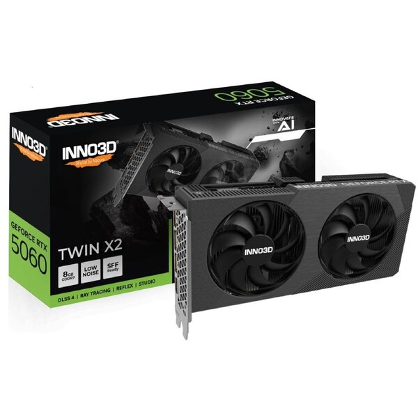 INNO3D nVidia GeForce RTX 5060 TWIN X2 8GB GDDR7 2497MHz Boost Clock, RAM 28Gbps, 3xDP, 1xHDMI N50602-08D7-195071N