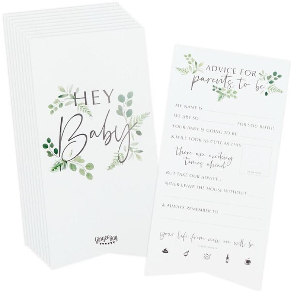 Ginger Ray Botanical Baby Advice for the Parents to Be Cards (Pack of 10)