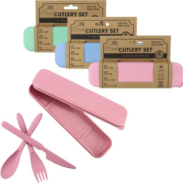 Wheat Straw Travel Cutlery Set with Case