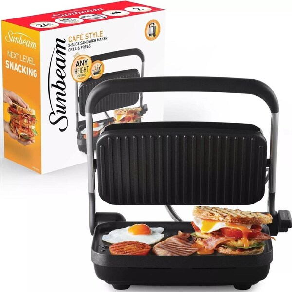 Sunbeam Toastie Jaffle Maker - Electric Non-Stick Sandwich Press Machine 2-Slice - Kitchen Grill Appliance