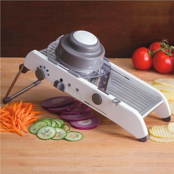 Professional Kitchen Food Slicer Mandoline - Adjustable Julienne Mandolin - Stainless Steel Chopper/Slicer Waffle Cuts - Professional