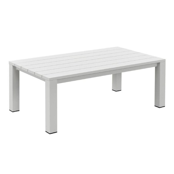 Jervis White Aluminium Outdoor Coffee Table with Aluminium Slat Top (110x62.5cm)