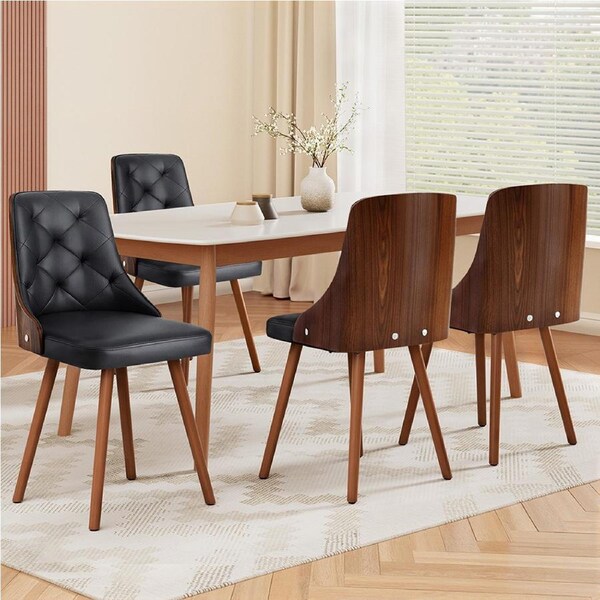 1 Set of 4 Artiss Dining Chairs Black PU