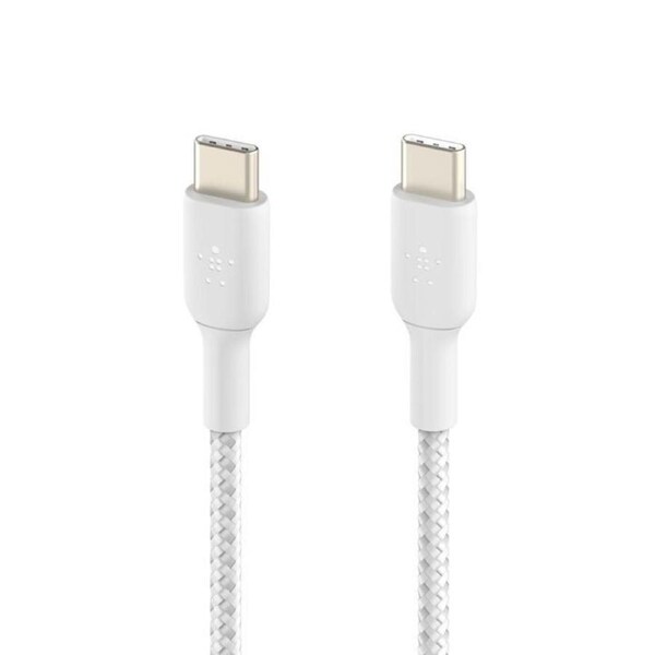 Belkin BoostCharge Braided USB-C to USB-C Cable (1m/3.3ft) - White (CAB004bt1MWH2PK)