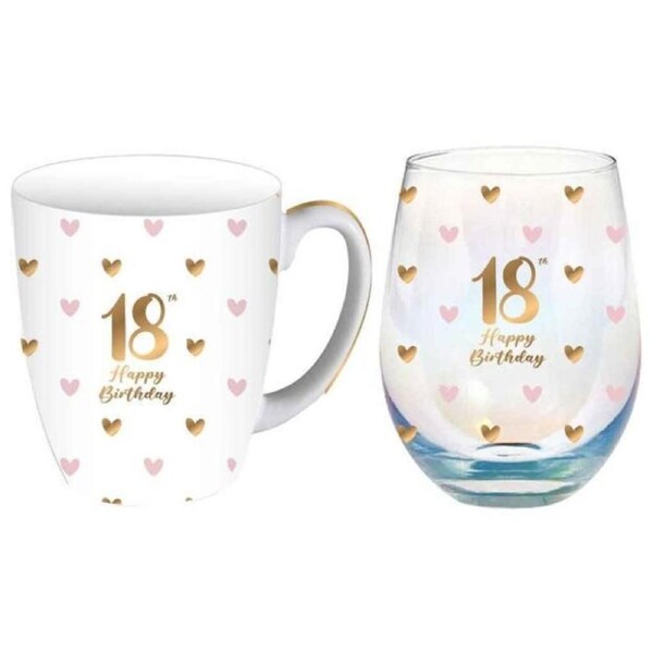 Sweet Heart Mug & Stemless Glass Set - 18th