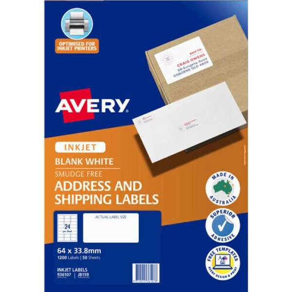 Avery InkjetLabel J8159 24UP Pk50