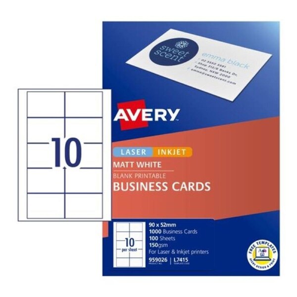 Avery Bus Card L7415 10UP Pk100