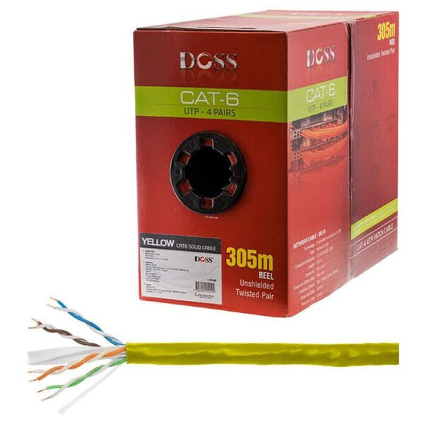 Doss CAT6 Solid Cable UTP 4Pair LAN Network Connector Reel Roll Yellow 305M