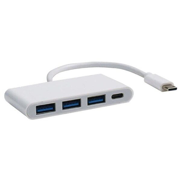 Pro2 4-Port USB-C to USB3.0 Aluminium Hub External Adapter White 20cm Lead