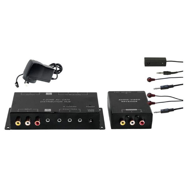 Pro2 AV Distribution Audio/Stereo Device Over CAT5 1x4 Composite w/ IR Black
