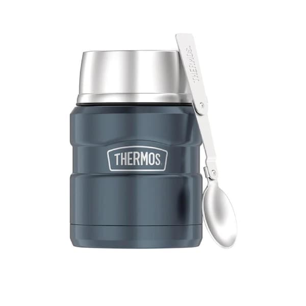 Thermos Stainless King Insulated Food Jar 470mL Slate - Insulated Food Jar - Stainless Steel - Lid Serving Bowl - 9hrs Warm 14hrs Cold