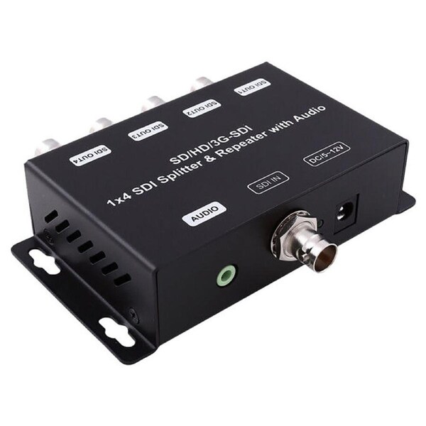 Doss 4-Way SDI Splitter & Repeater 1-IN 4-OUT w/ Audio Extraction Black