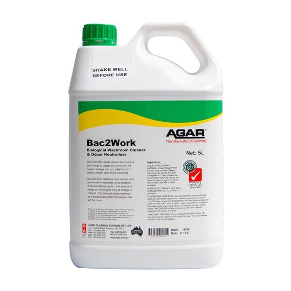 5L Agar Bac2Work biological Toilet and Bathroom Cleaning