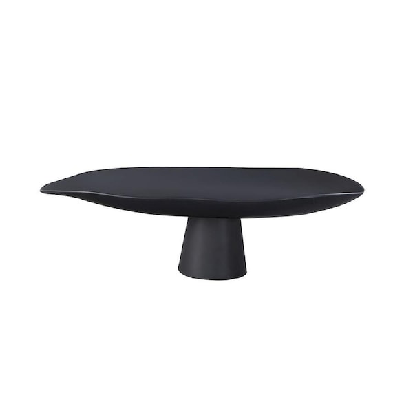 SOGA 46cm Black Ceramic Decorative Plate on Pedestal Stand
