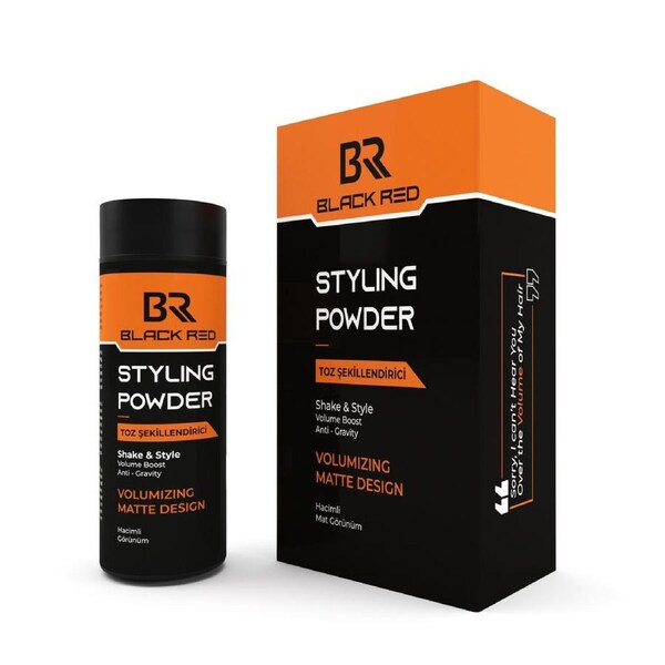 Black Red Matte Styling Powder 20g - Instant Volume, Natural Texture, No Residue