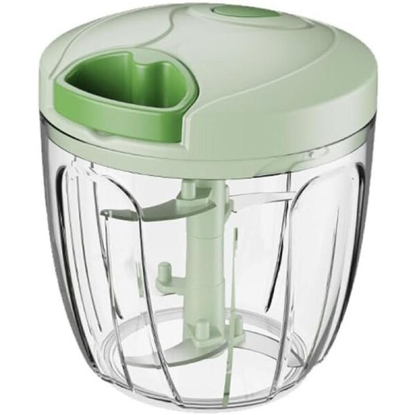 900ML Manual Food Chopper ? Garlic Onion Crusher with Plastic Mixer Blade