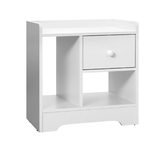 Oikiture Bedside Tables Side Table Nightstand Storage Drawer Shelf Bedroom Unit White