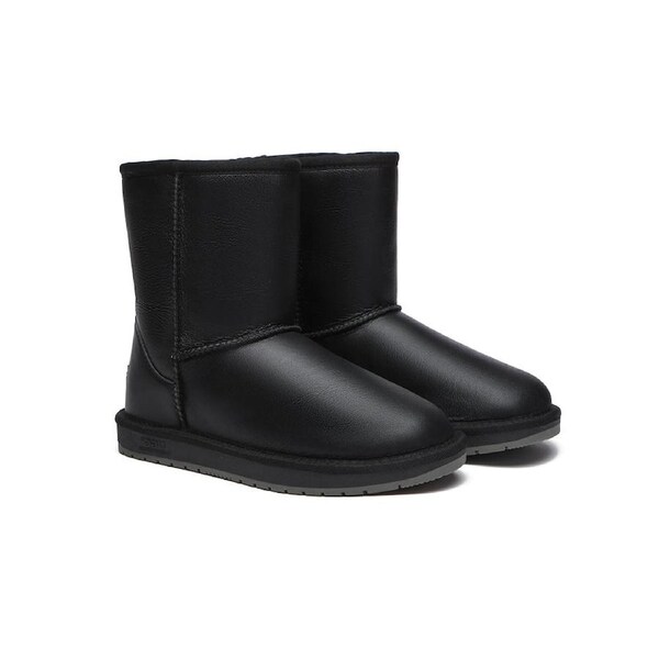 AUSTRALIAN SHEPHERD® UGG Boots Premium Sheepskin Wool Short Classic Nappa Nappa Black / AU Ladies 4 / AU Men 2 / EU 35