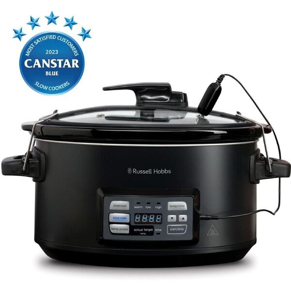 Russell Hobbs Slow Cooker & Sous Vide - Meat Vegetable Stew Curry Pasta Maker - 6L Ceramic Bowl