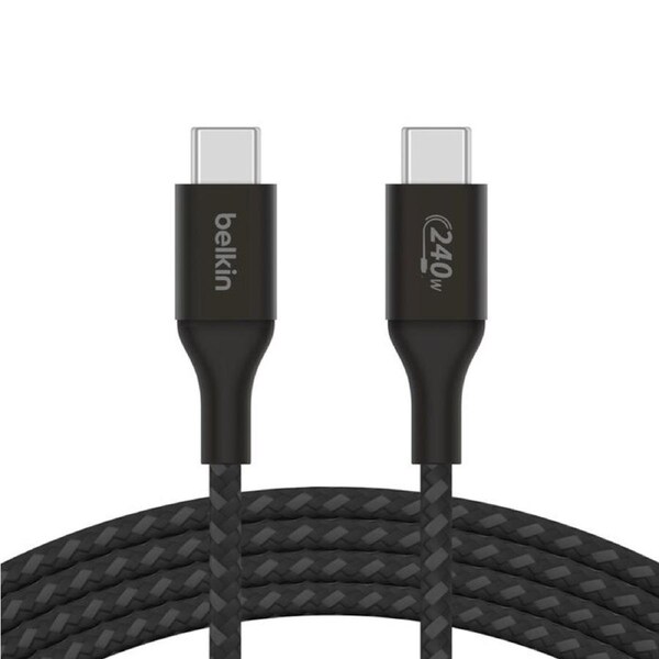 Belkin BoostCharge USB-C to USB-C Cable 2M - Black (CAB015bt2Mbk), 240W, 480Mbps, 30K bend