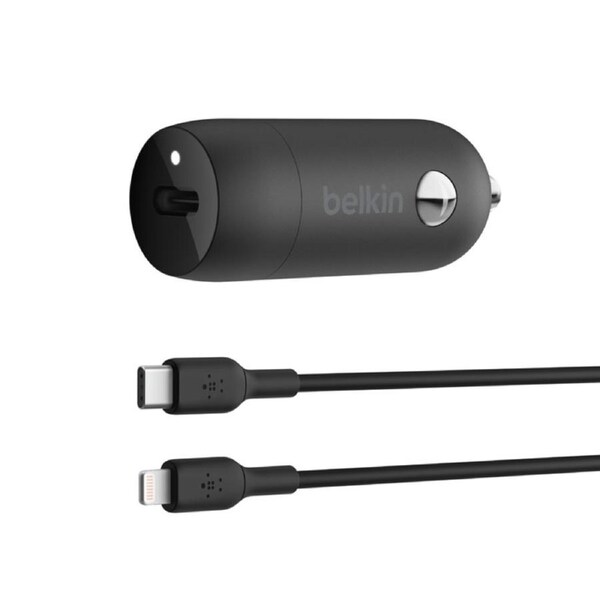 Belkin BoostCharge 30W USB-C PD Car Charger + USB-C to Lightning Cable (1M) - Black (CCA004bt1MBK-B5), USB-IF Certified, CEW $2500, 2 Years Waranty CCA004bt1MBK-B5