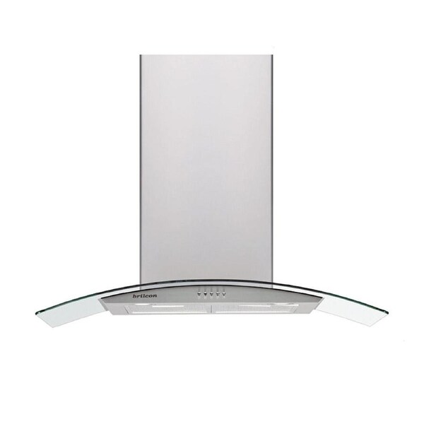BRILCON 90cm Curved Glass Stainless Steel Canopy Rangehood 900mm with LED