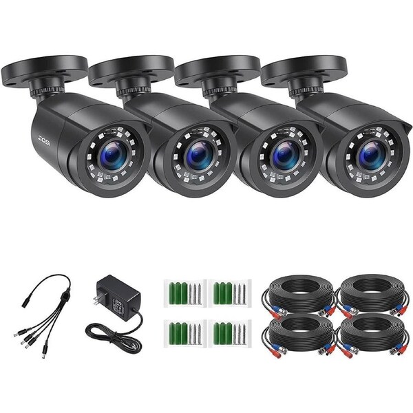 ZOSI 1080p Security Camera System Night Vision Waterproof Home CCTV 4 Pcs Bullet