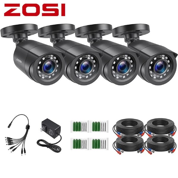 ZOSI 4Pcs CCTV Security Camera 1080P Night Vision Waterproof Cam Kit For System
