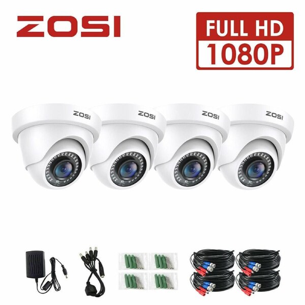 ZOSI 1080P HD 4 Dome Security Camera for Home CCTV System Outdoor IP66 3000TVL
