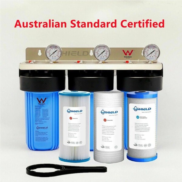 Whole House Water Filter System 10" x 4.5" Triple Big Blue 3 Stages HIGH FLOW