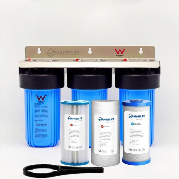Whole House Water Filter System 10" x 4.5" 3 Stages Triple Big Blue Washable
