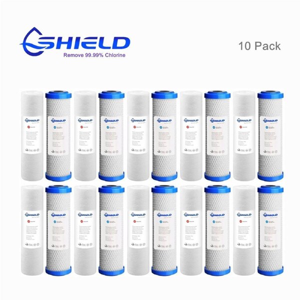 Bulk 10 x Water Filters Cartridges Pack 0.5 Micron Sediment + Carbon Block
