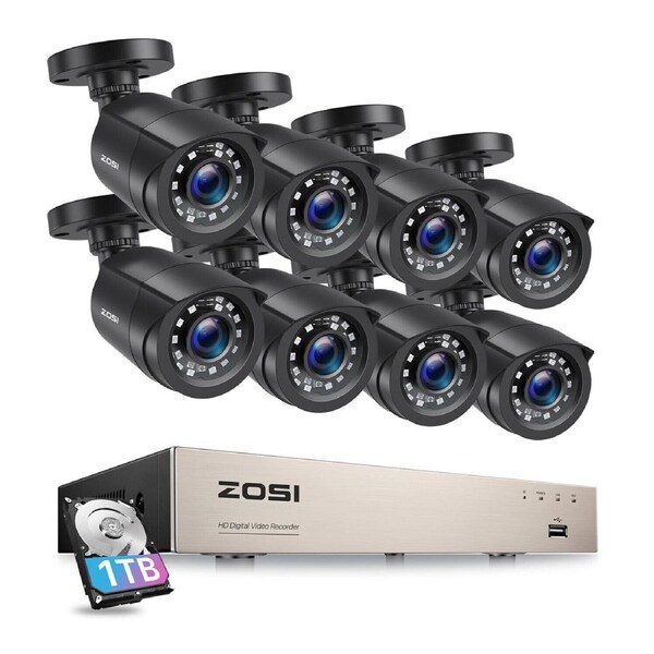 ZOSI 8CH CCTV Home Security Camera System 1080P 4in1 DVR 3000TVL Day Night 2.0MP