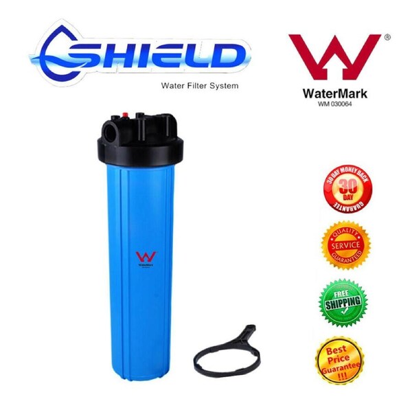 20'' x 4.5'' Big Blue Whole House Tank Water Filter Housing 1" Port WaterMark