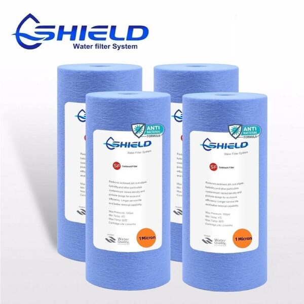4 x Big Blue Sediment Water Filters 10" x 4.5" Whole House Cartridges 1 Micron